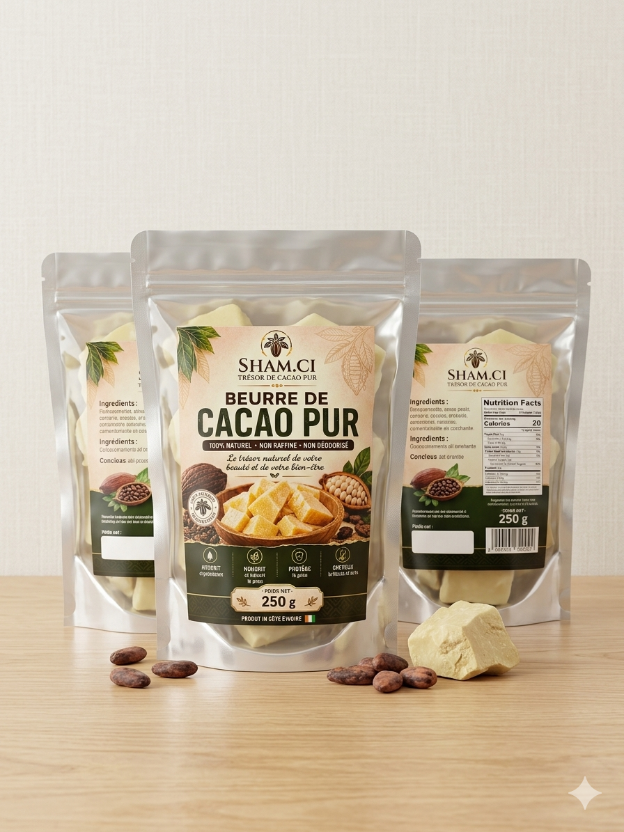 Beurre de Cacao Brut 100% Naturel — Cosmétique & Cuisine 250g
