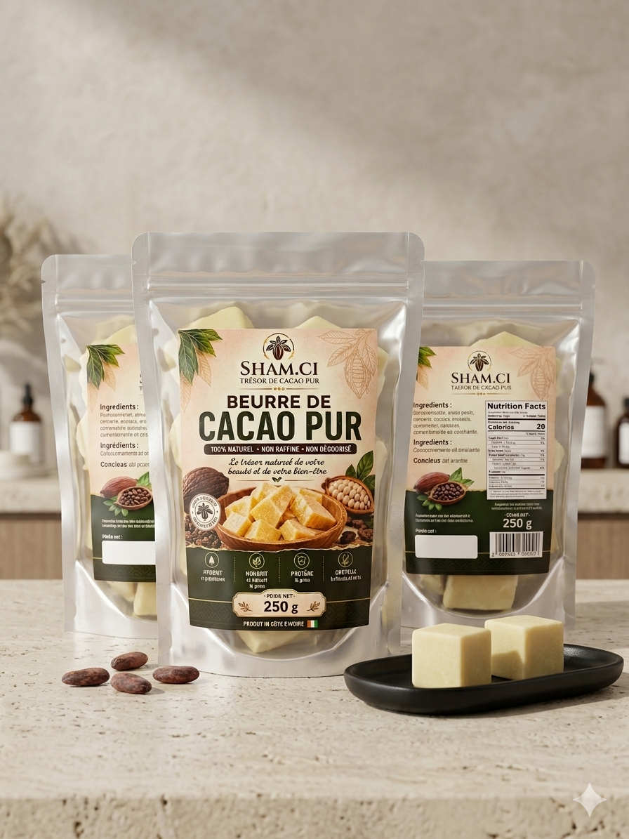 Beurre de Cacao Brut 100% Naturel — Cosmétique & Cuisine 250g
