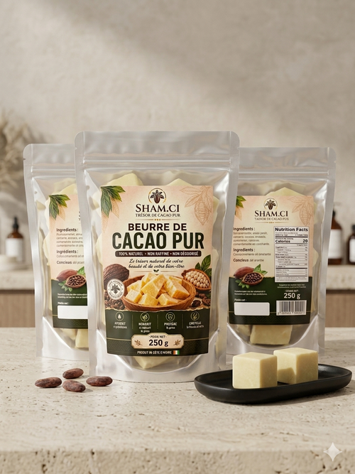 Beurre de Cacao Brut 100% Naturel — Cosmétique & Cuisine 250g