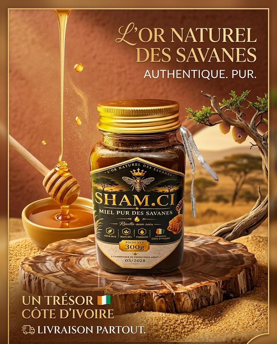 Miel Pur des Savanes de Côte d'Ivoire — Pot 300g